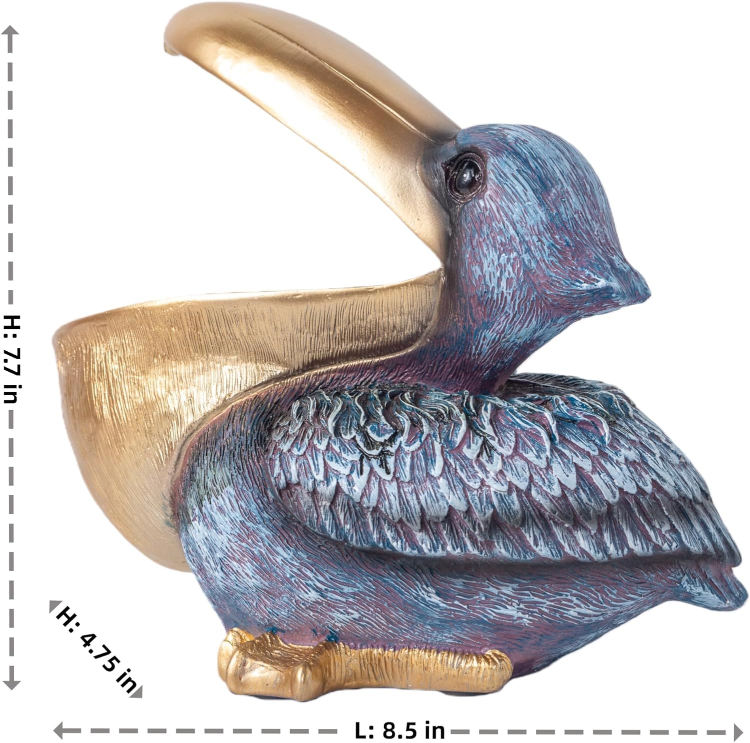 Pelican Decor Statue Candy Dish Bowl for Entryway Table Decor Items Funny Animal Key Dish Decorative Objects for Office Desk Decor Accents (Grey)