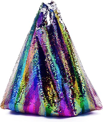 Miuco Rainbow Sequins Totes Colorful Reversible Sparkling Shoulder Bags