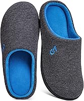 VeraCosy Men's Two-Tone Memory Foam Slippers - Indoor Outdoor with Anti-Slip Rubber Sole & Plush Comfort