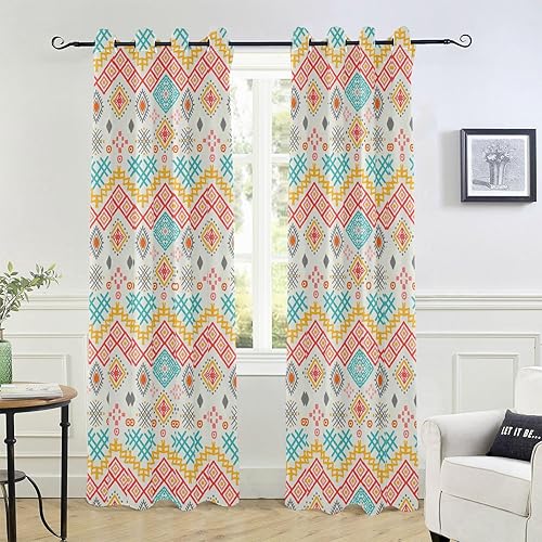 Miniatura 1 de Cute Boho Pattern Texture Blackout Curtains for Bedroom 84" Window Curtain Panels for Apartment Blackout Blinds Door Curtains for Bedroom Decor