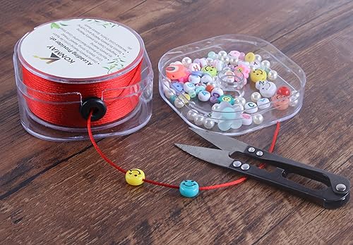 Vista 86 de KONMAY Cuerda de nailon negro de 0.024 in con estuche para pulseras, cordón de satén de nailon trenzado de 190 yardas para fabricación de joyas