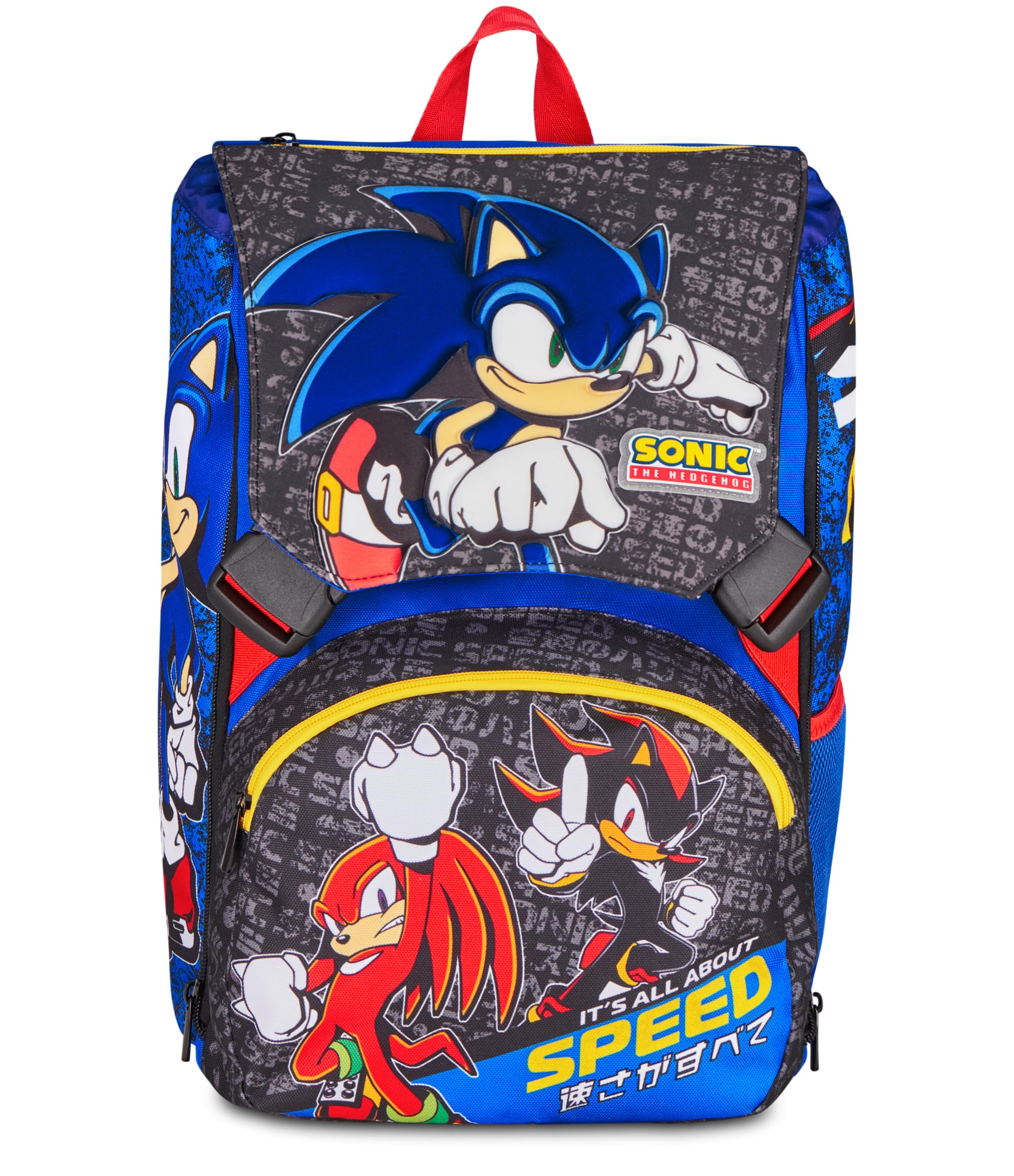 Seven Zaino Scuola Estensibile Big Sonic, Blu, 24L, Espandibile tramite zip, Tasca frontale, Tasca laterale portaborraccia, Scuola elementare, Bambino
