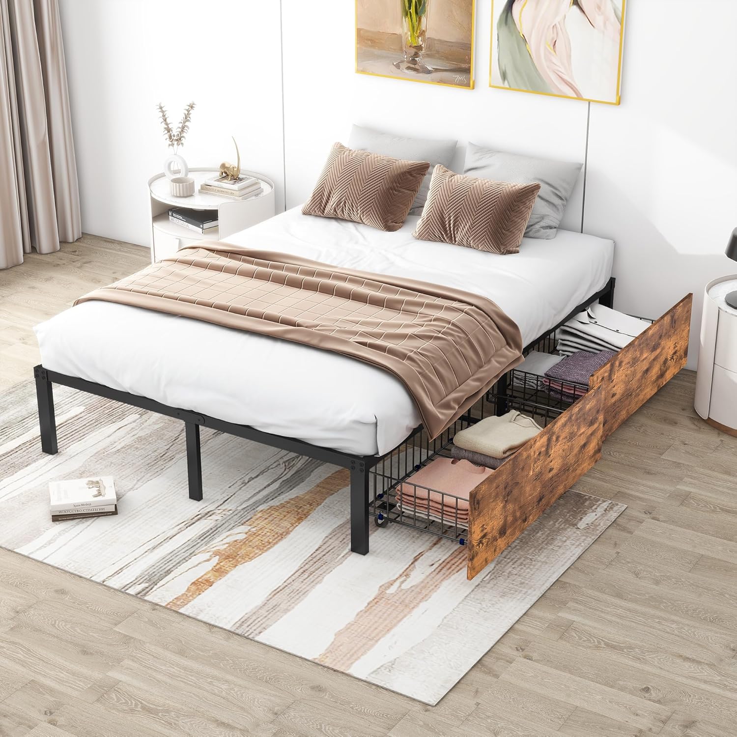 DUMEE Metal Double Bed Frame 14 Inch High Platform Bed Frames Full with