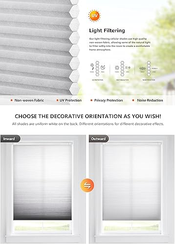 Miniatura 4 de LazBlinds Persianas celulares sin cordones, sin herramientas, sin taladro, persianas degradadas para filtrar la luz, persianas de panal para
