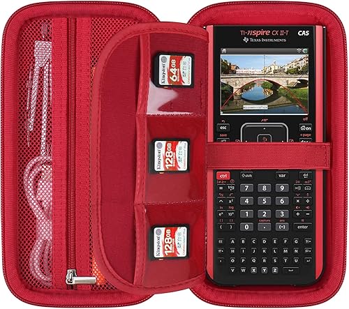 Vista 15 de Elonbo Funda de transporte para calculadora gráfica de color Texas Instruments TI-Nspire CX II CAS/CX II/CX/CX CAS, bolsillo con cremallera Negro