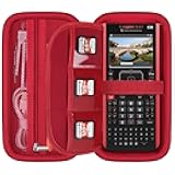 Elonbo Carrying Case for Texas Instruments TI-Nspire CX II CAS/CX II/CX/CX CAS Color Graphing Calculator, Extra Zipped Pocket Fits USB Cables and Accessories, Red