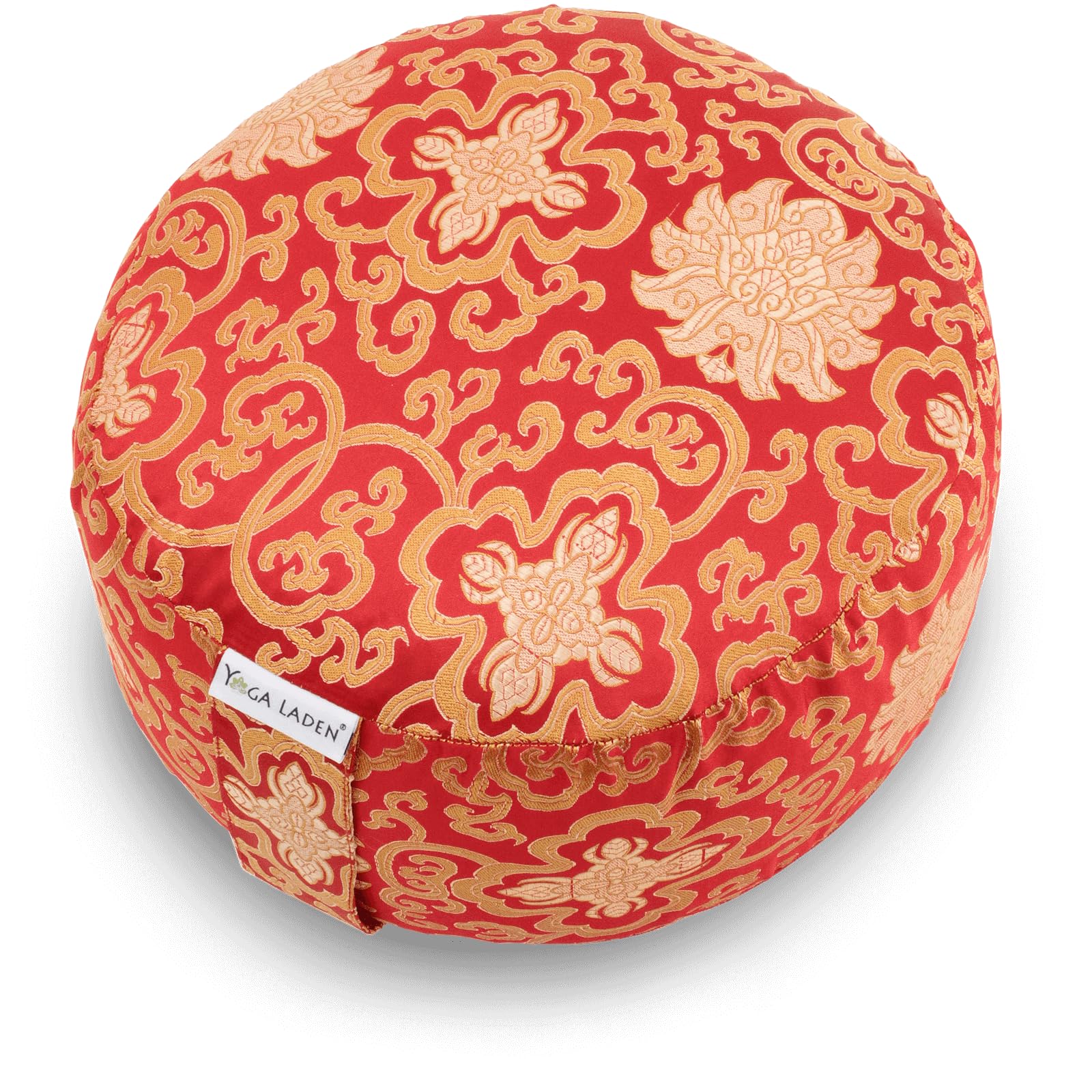 Meditationskissen Yogakissen Brokat 15cm - Yoga Sitzkissen mit waschbarem Bezug - Yoga Kissen Bodenkissen mit Bio Buchweizenschalen Füllung