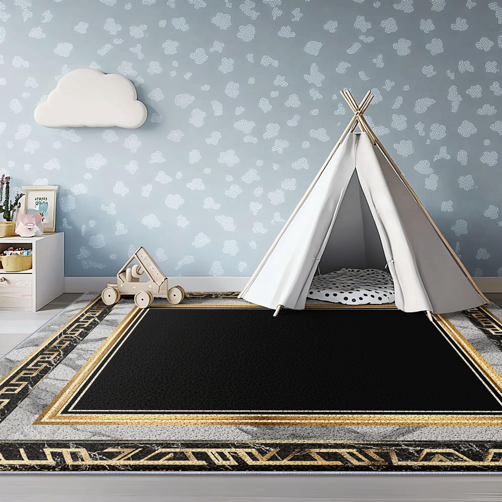 Tapis Salon 140 x 200 cm Luxe Minimaliste Doux Poils Courts
