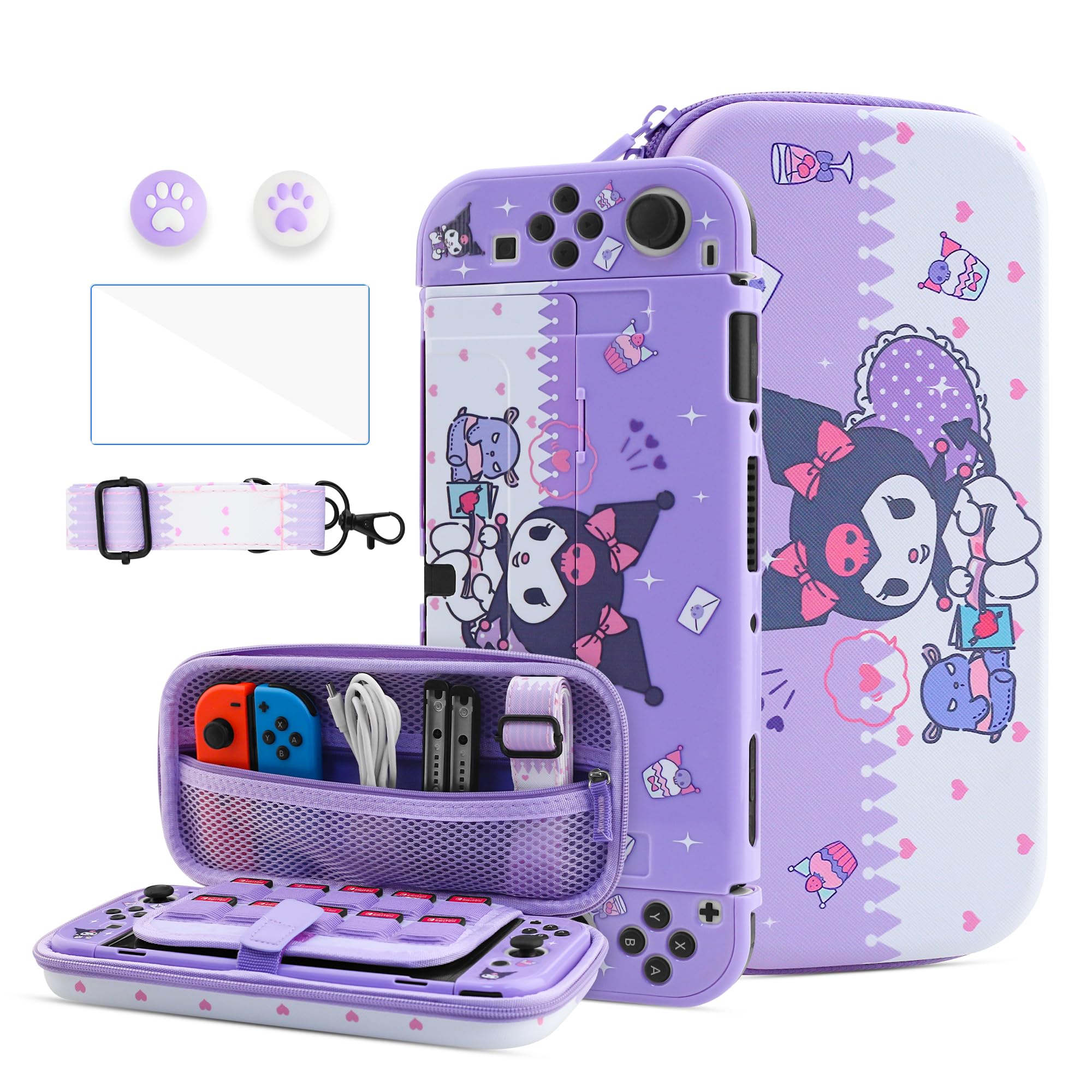 Amazon.com: HYPERCASE Cute Switch OLED Carrying Case of Purple