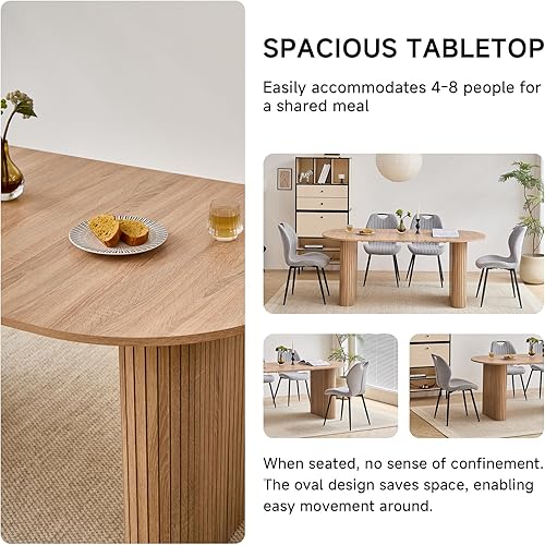 Miniatura 4 de Mesa de comedor moderna de 70.8 pulgadas para 6 y 8 personas, mesa de comedor de cocina de granja con mesa grande para comedor, sala de estar,