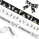 YKW 3 Pack Gymnastics Ribbon, 1 Inch x 5 Yards Each, Black Gold Dance Grosgrain Ribbons, Rhythmic Gymnastics Decorative Trim for Competition Awards Gift Wrapping Sport Decor DIY Supplies