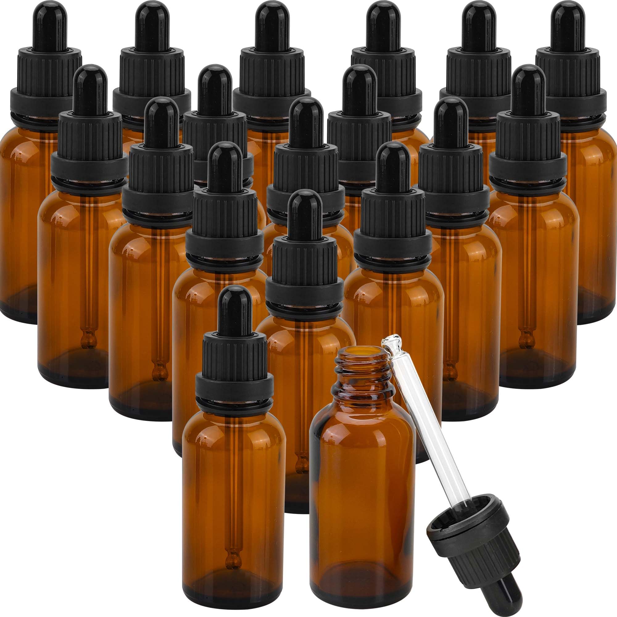 30 flaconi contagocce in vetro ambrato da 30 ml, con pipetta contagocce in vetro, ricaricabili, per oli essenziali e liquidi