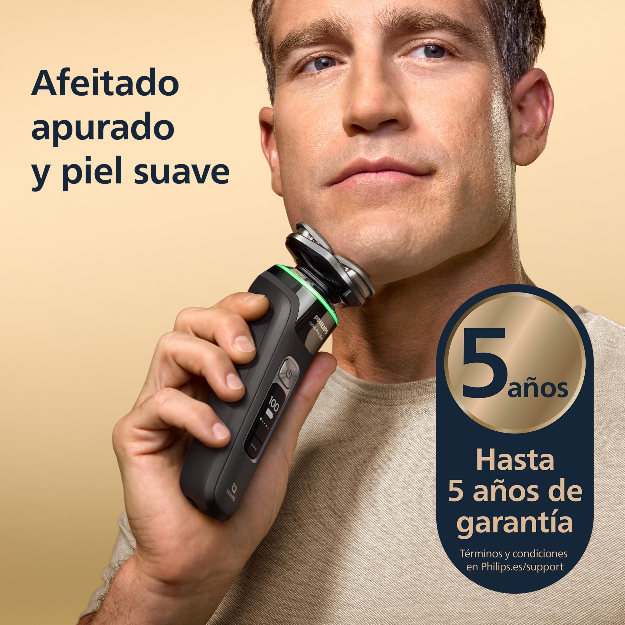Philips i9000 Prestige, Afeitadora Eléctrica Hombre, Máquina de Afeitar Barba en Seco y Húmedo, Tecnología SkinIQ, Base de Carga, Recargable, Estuche de Viaje, Centro de limpieza, XP9207/30