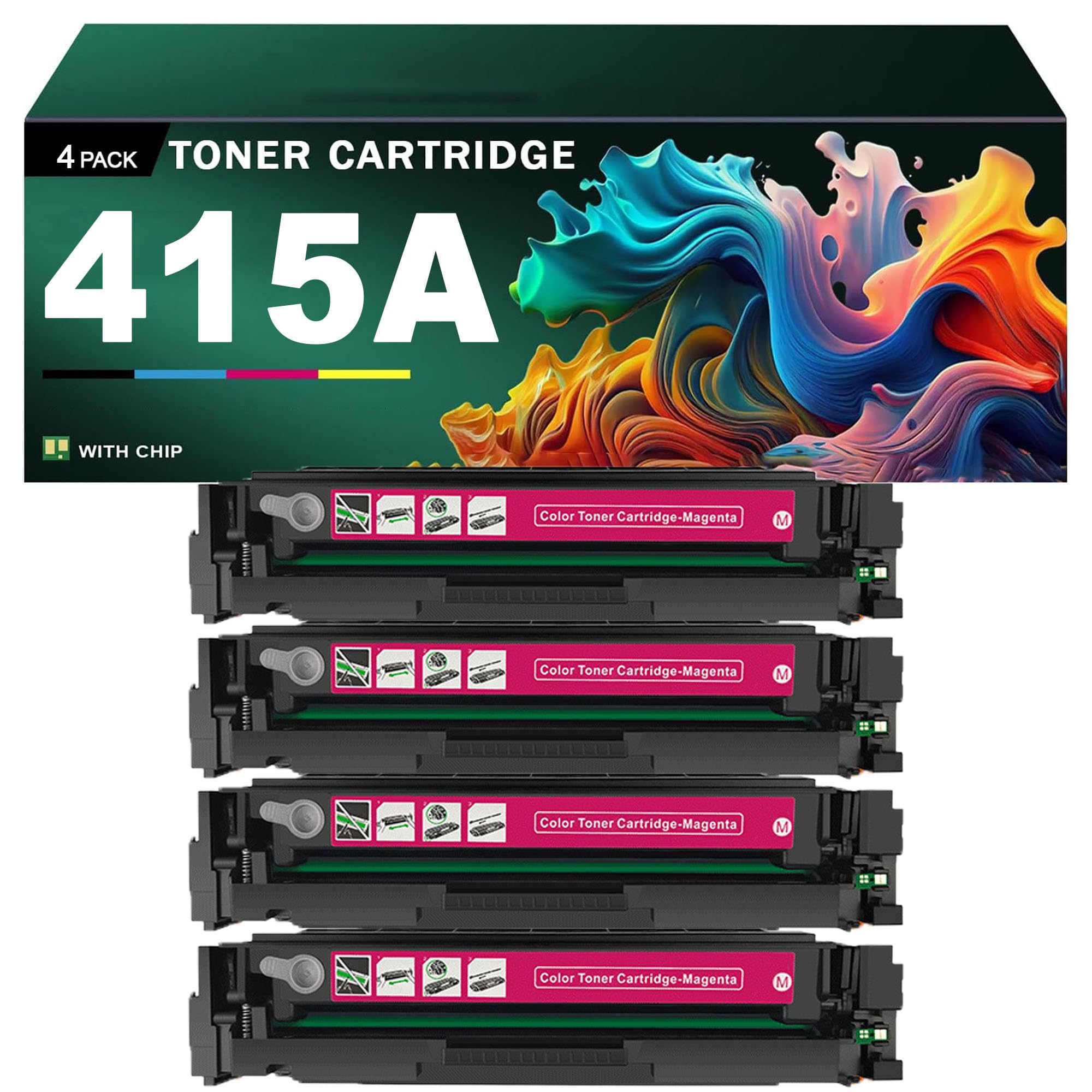415A Cartuccia toner (con chip) compatibile con stampanti per HP Color LaserJet Pro M454DN / M454DW / MFP M479DW / M479FDN / M479FDW, per stampe ad alta definizione