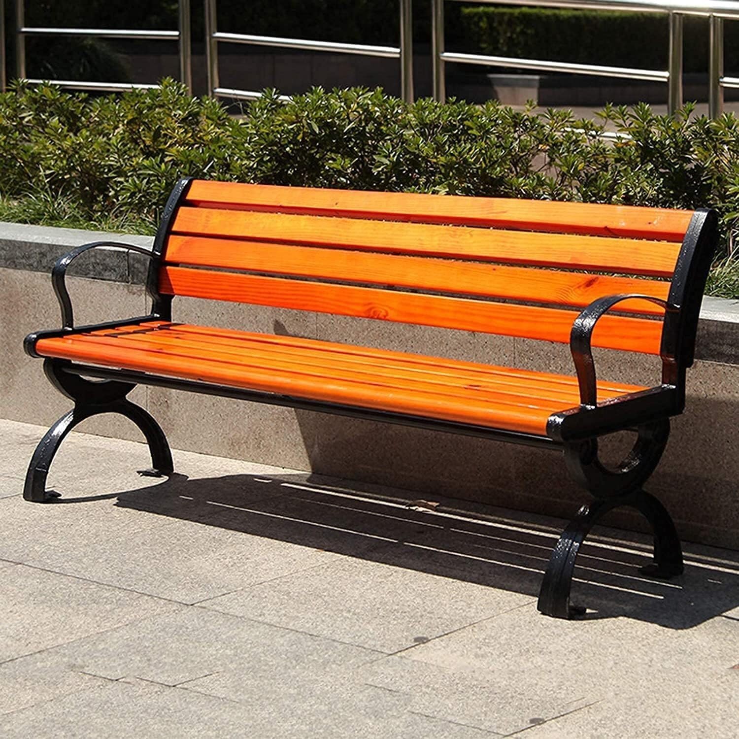 Garden Bench Patio Park Bench Outdoor Terrace Bench with Aluminum Frame and Wood Seat(1.2M)