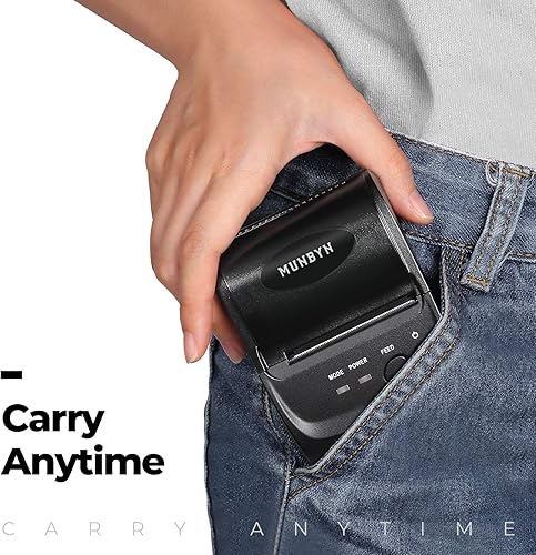 Miniatura 2 de MUNBYN Mini impresora de recibos Bluetooth POS de 2.283 in, impresora térmica portátil inalámbrica de 2.28 pulgadas y papel térmico de 2 14 x 50
