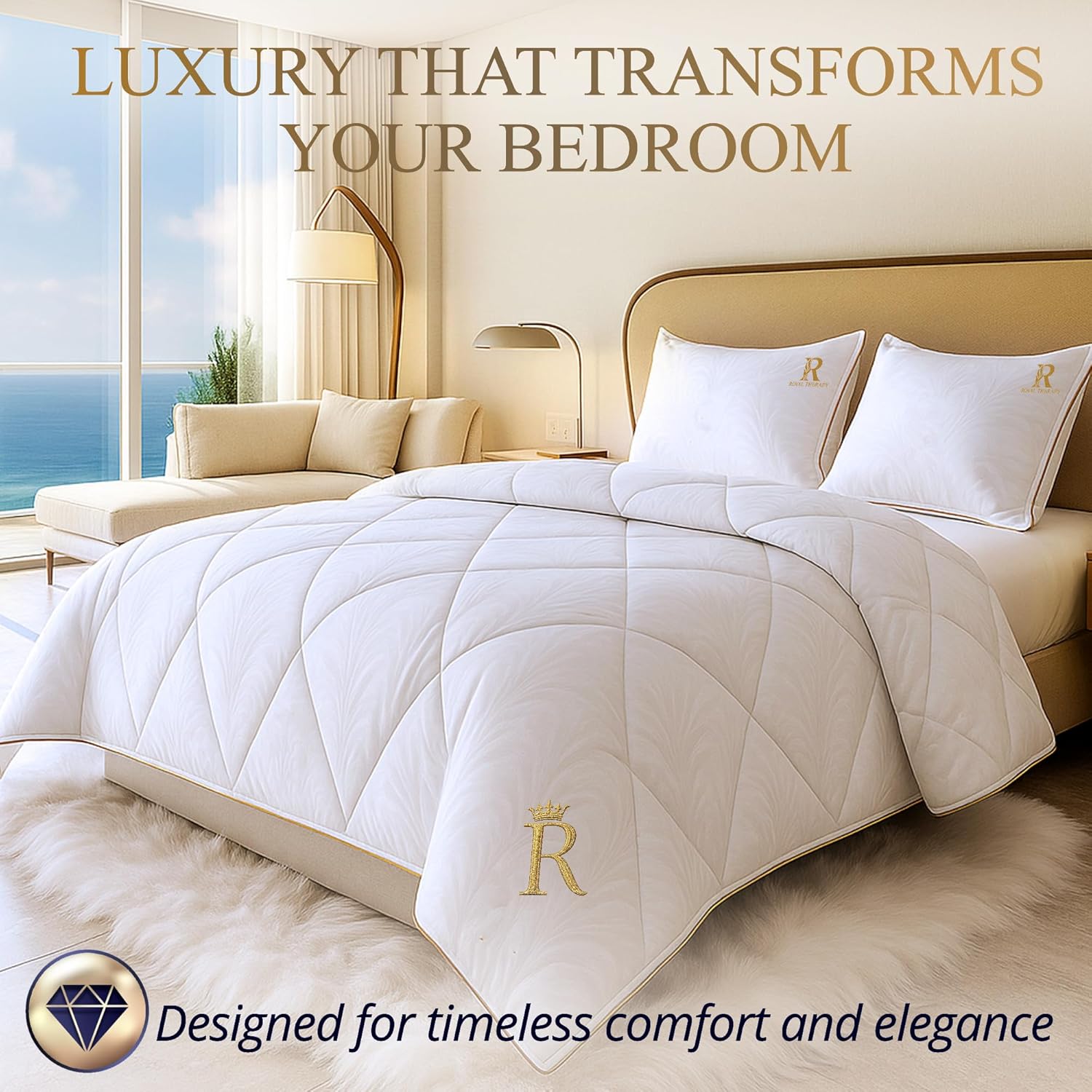 Royal Therapy Queen Comforter, Duvet Insert Size, Down Alternative, Fluffy Comforter, White Queen Size, White Bedding Duvet