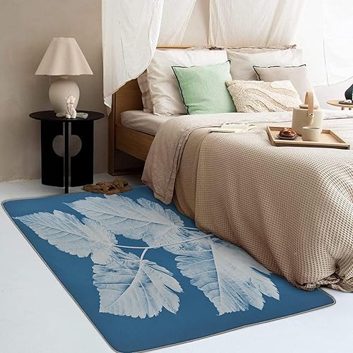 Miniatura 2 de Alfombras con hojas de 4 x 6 pies para dormitorio, sala de estar, lavable, con hojas y plantas, antideslizantes, suaves, de pelo bajo, para