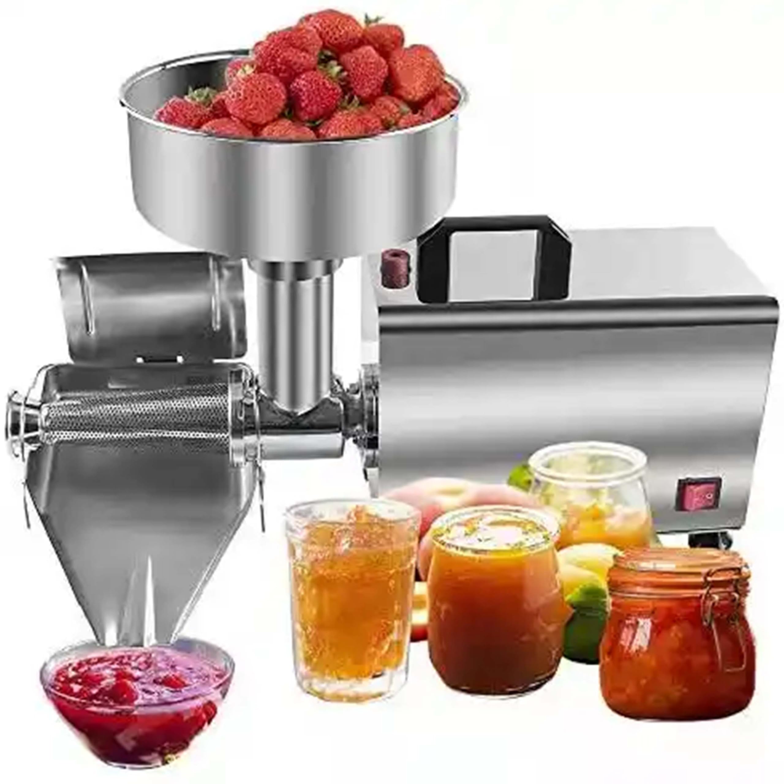 MYUYEE Commercial Electric Tomato Strainer Machine, Electric Squeezer for Tomato and Jam, Stainless Steel Food Milling Press Machine Sauce Maker, Fruit Press Squeezer