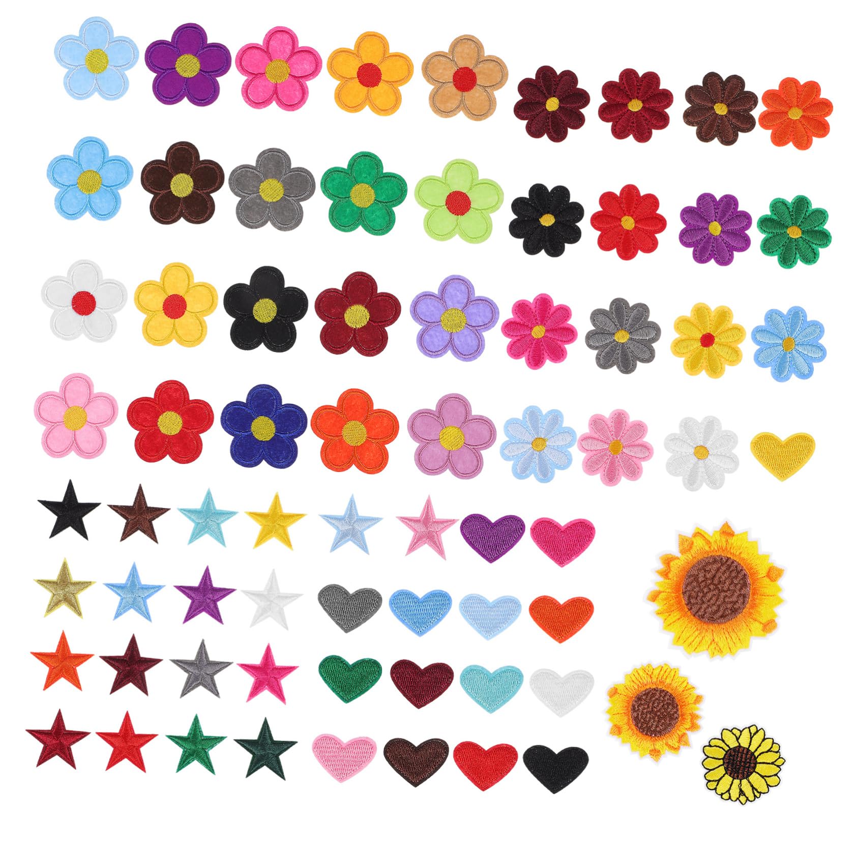 DOITOOL 3 Set Patches Da Applicare Con Ferro Patches Decorativi Per Abbigliamento Con Design Stelle E Cuori Per Jeans E Accessori Vari 71 Pezzi*3