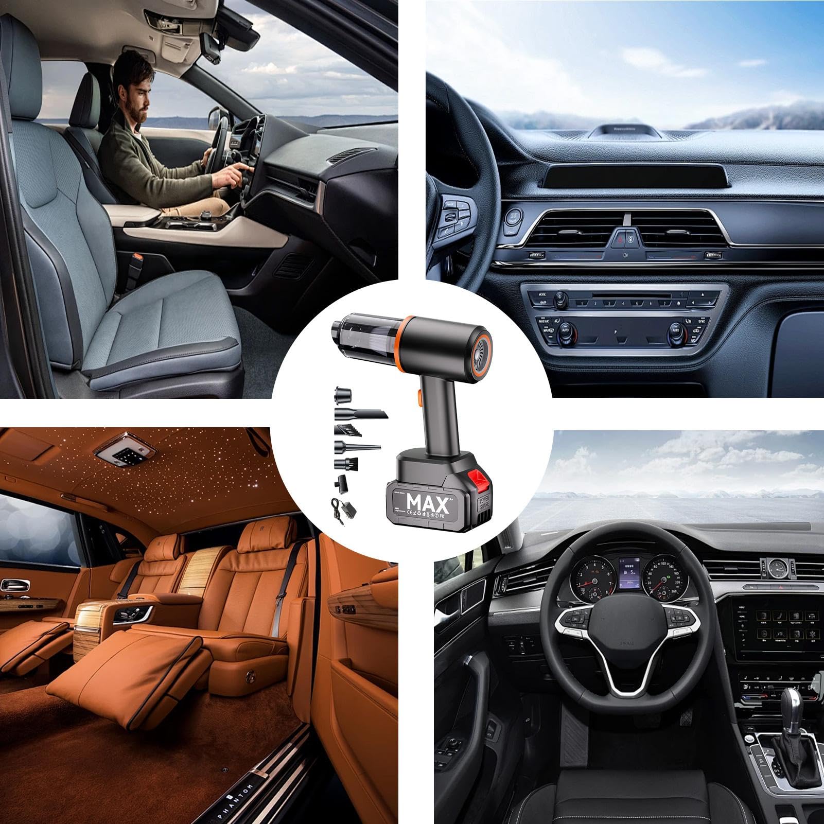 Aspirateur de voiture, aspirateur sans fil pour voiture | Petit aspirateur | à main sans fil,Machine de nettoyage de débris et de particules de poussière d'entretien intérieur de véhicule pour clavier,