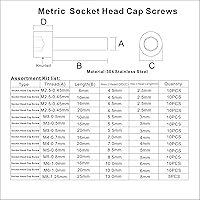 Vista 3 de Kit surtido de tornillos de cabeza hexagonal de acero inoxidable M2.5 M3 M4 M5 M6 M8 304