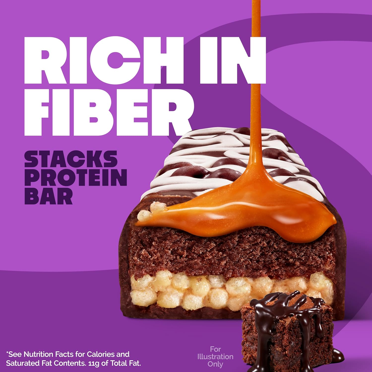 Quest Nutrition Stacks Protein Bars, Brownie a la Mode Flavor, 20g Protein, 3g Net Carbs, 1g Sugar, High Fiber, Low Sugar, Gluten Free, 12 Count