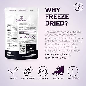 Whole Black Freeze Dried Raspberries 3.2 Ounce Bag - Dried Fruit Healthy Snacks for Kids, Dehydrated Raspberry for Baking & Decoration - No Sugar Added Freeze Dried Raspberry Powder from Black Berry