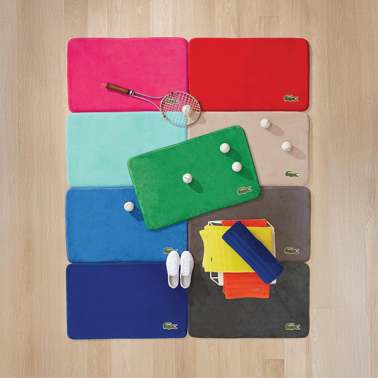 Lacoste Memory Foam Bath Rug – Ultra Soft Fleece Bathroom Mat with Embroidered Crocodile Logo, Super Absorbent, Non-Slip Backing, Machine Washable, Plush & Stylish 19"x30" – Cliff