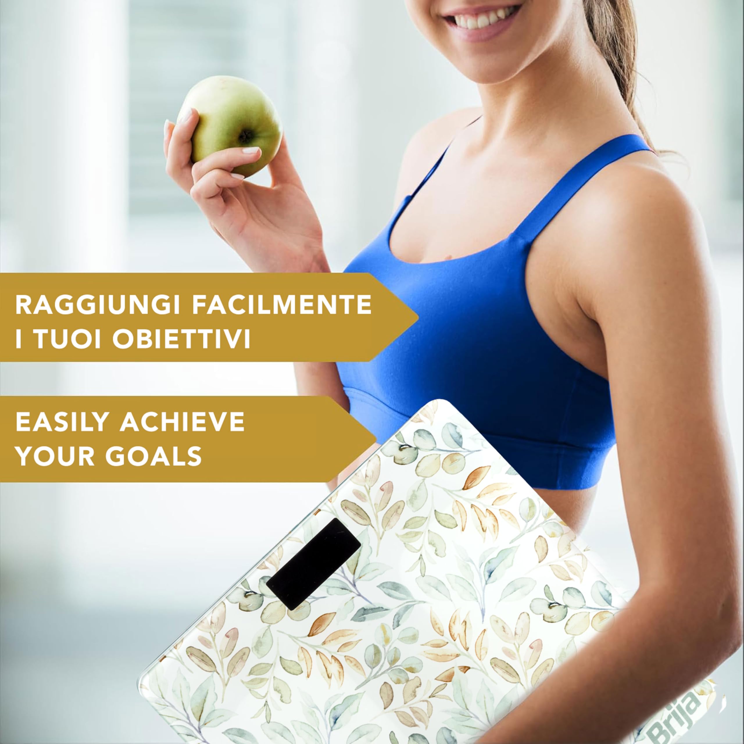 IPEA Bilancia Pesa Persone Digitale Ultra Sottile - [ Tecnologia STEP ON ] - Massima Precisione Peso - Design Floreale - Bilancia in Vetro Temperato con Display misurazione precisa 0,1 KG - Max 180Kg