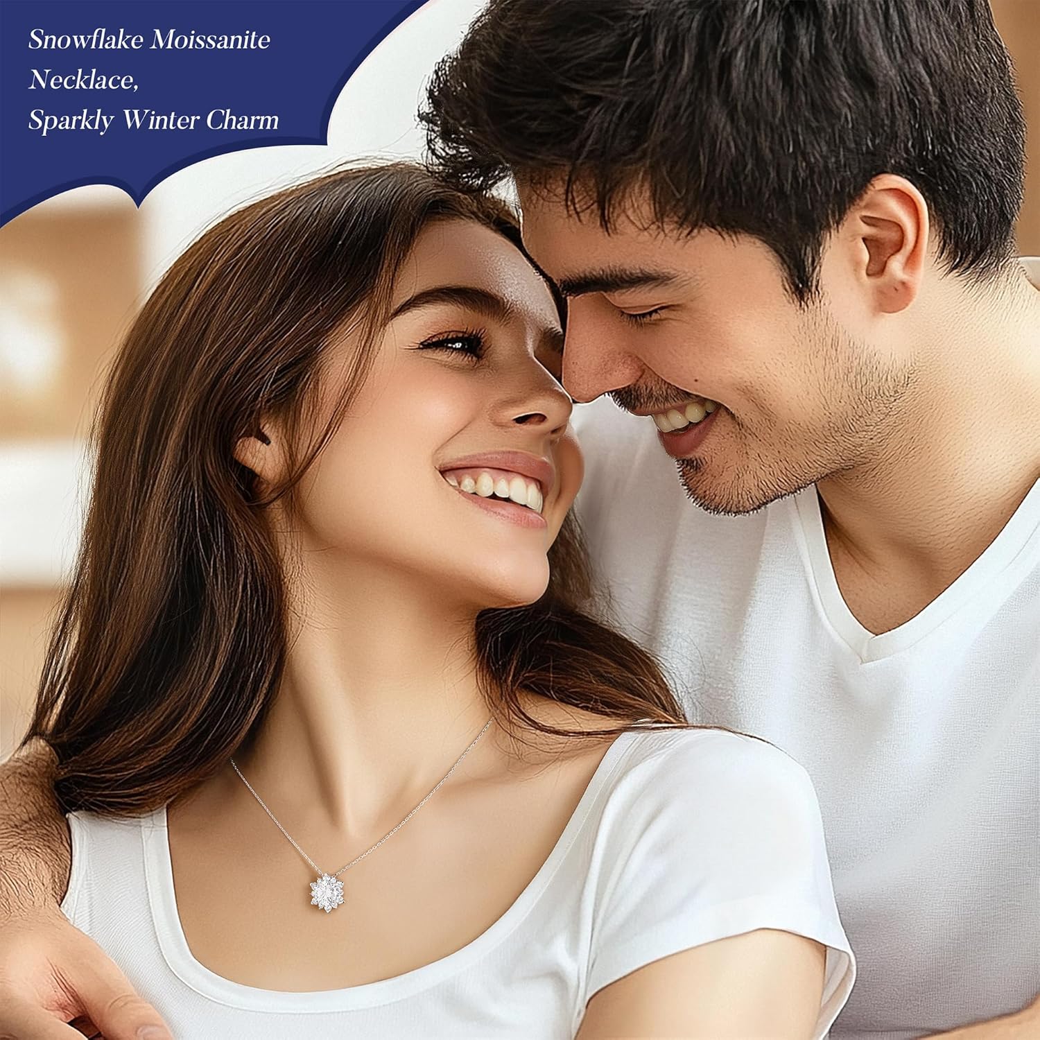 MOOSEA Moissanite Snowflake Necklaces for Women, 925 Sterling Silver Anniversary Birthday Gifts for Mom Her, Jewelry Gifts Snowflake Moissanite Pendant Necklace - Image 3