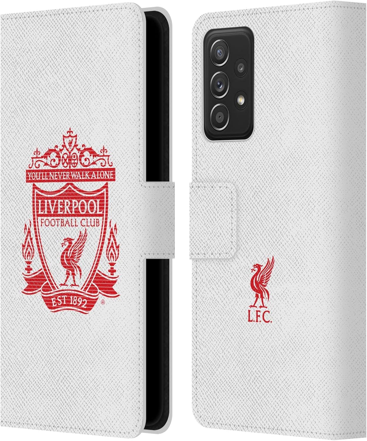 Head Case Designs Officially Licensed Liverpool Football Club White Pixel 1 Crest 2 Leather Wallet Case Compatible with Galaxy A52 / A52s / 5G (2021)