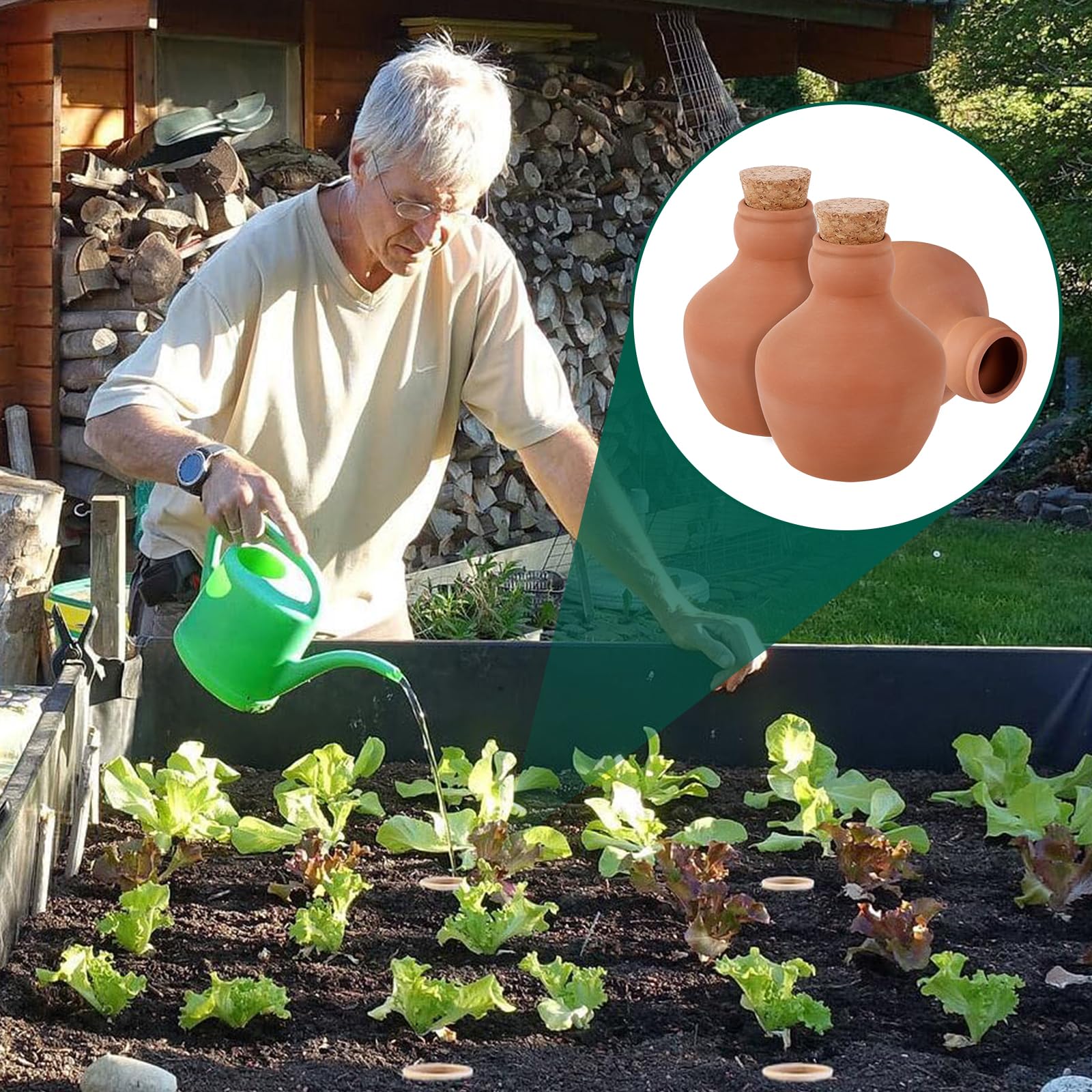 3er-Set 540ml Terracotta-Bewässerungskugel Mit Abdeckung | Bewässerungskugeln für Gartenbeete, Terrakotta Kugeln Bewässerung für Gemüsebeet Gewächshaus