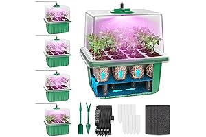 5 Pack 60 Cells Seed Starter Kit with Grow Light and Humidity Dome