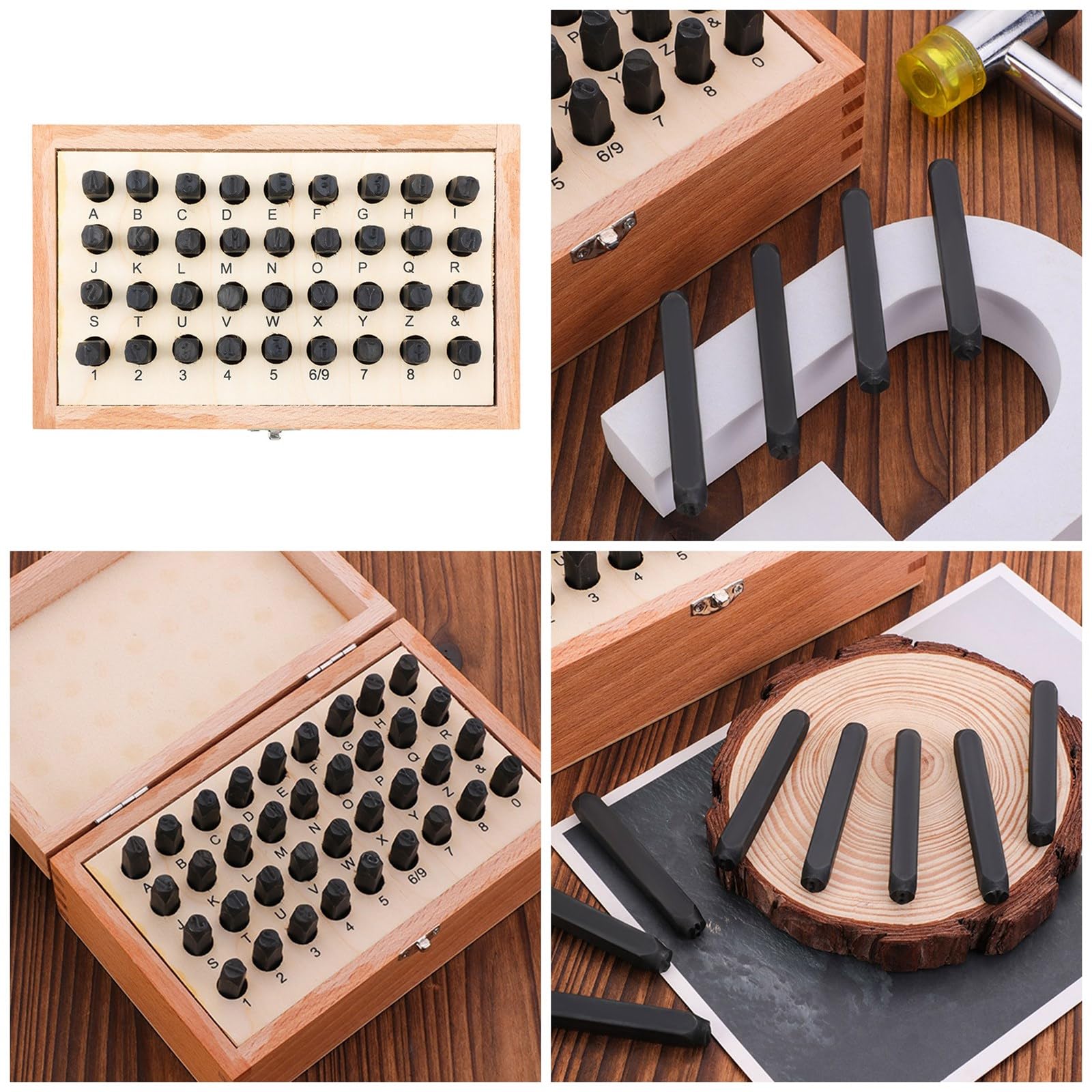 36Pcs 6mm Number And Letter Stamp Leather Carving Tool Metal Leather Stamp Embossing Tool For Metal Wood Leather Canvas