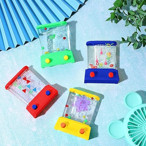 Miniatura 8 de Sumind 6 anillos de agua de mano, juego de agua de mano, mini juegos retro de los años 80 y 90 para niños, rellenos de calcetines de Navidad,
