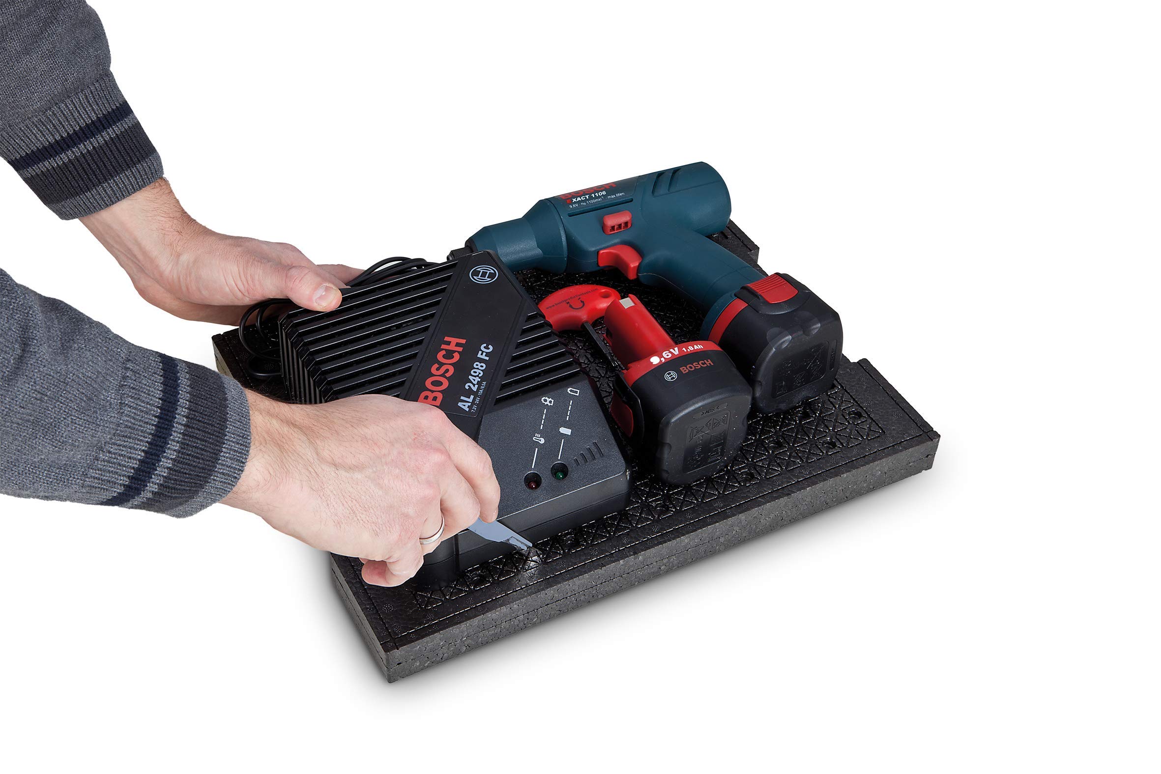 Bosch Sortimo Schnitteinlagen-Set | L BOX 136 (anthrazit) inkl. Schnitteinlagenset EPP & Deckeneinlage | Sortimentskasten groß Schrauben