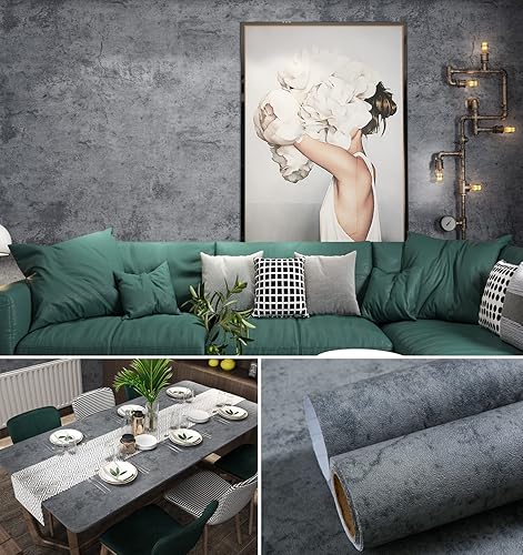 burgeliy Protector de vinilo de mármol gris mate, modificación automática, papel tapiz estilo café, 16 x 196 pulgadas, impermeable, resistente al