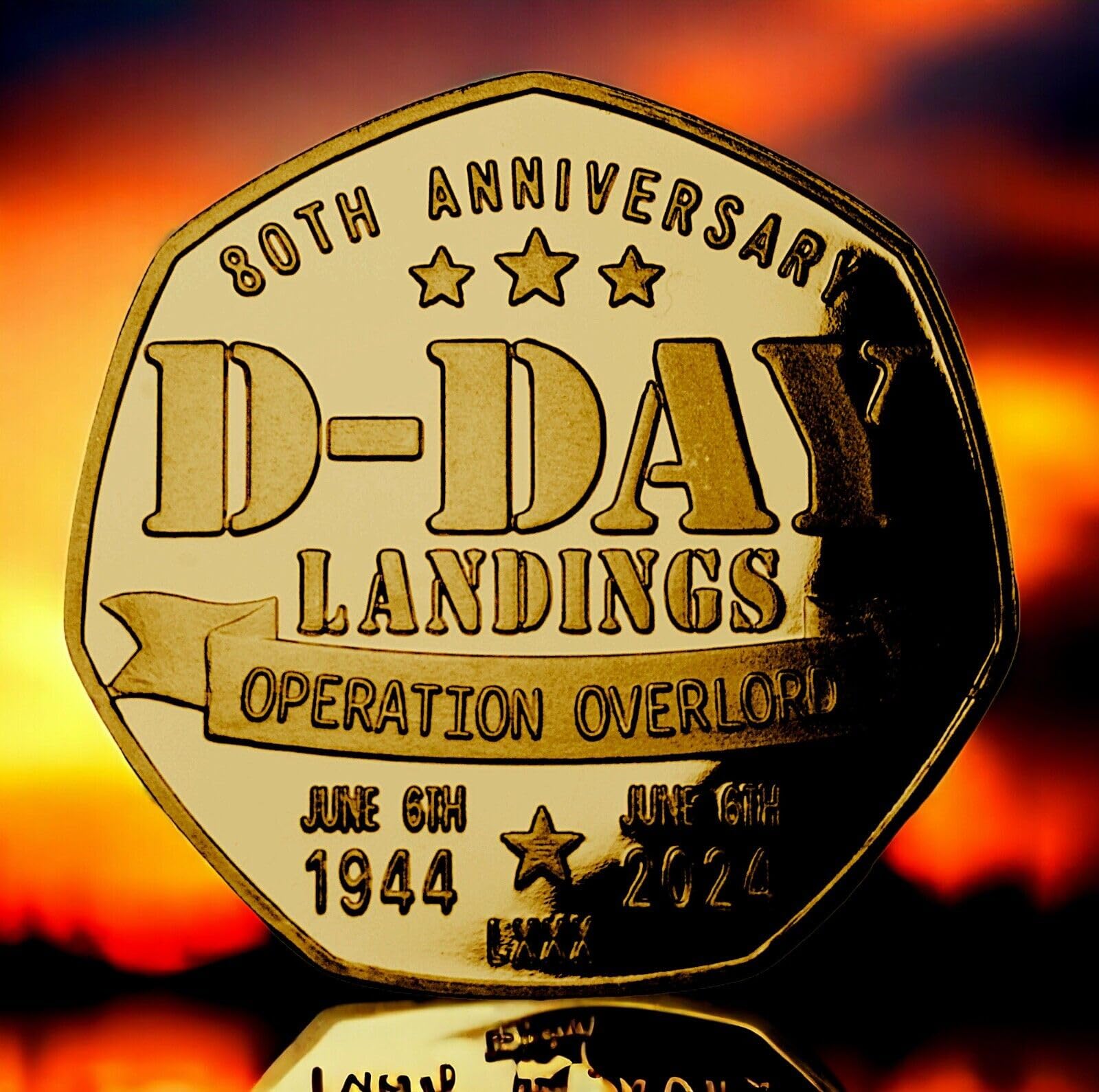 D DAY LANDINGS OPERATION OVERLORD GOLD PLATED PROOF MEDALLION & CAPSUL