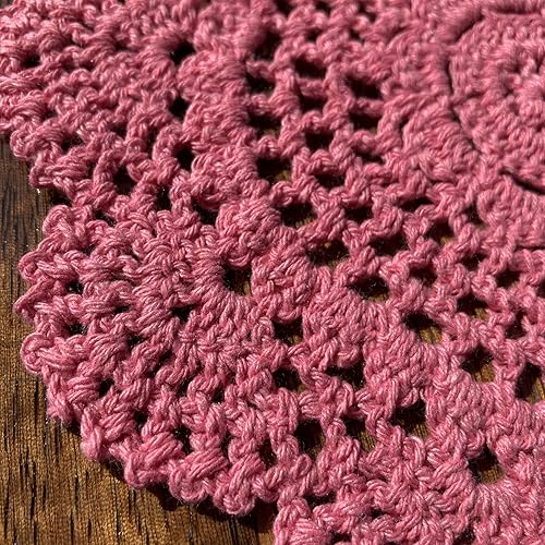 Miniatura 7 de Hsvanyr Juego de 2 manteles individuales redondos de algodón con diseño floral, juego de 2 manteles individuales de vidrio rosa para mesa de comedor