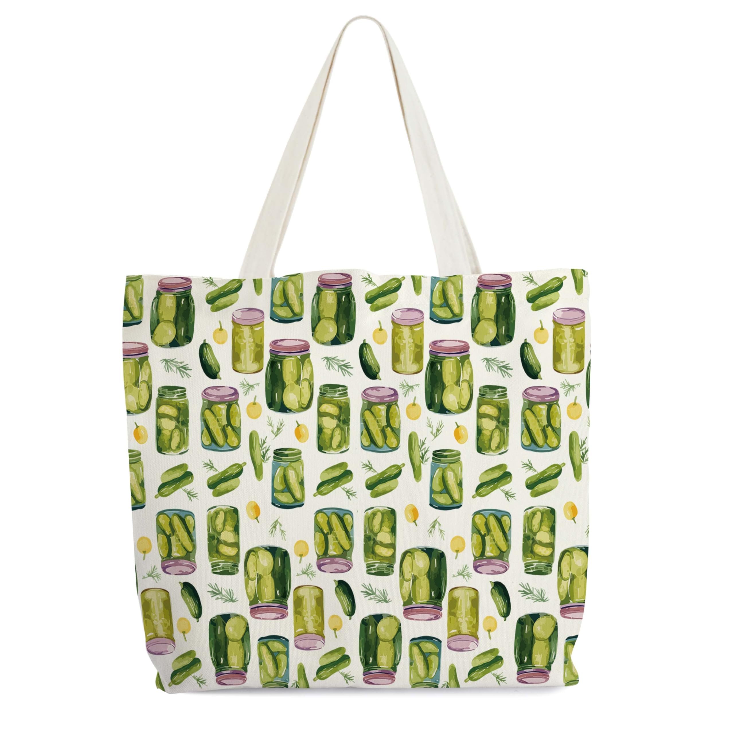 Levitatinyear Pickle Tote Bag for Women, Vintage Pickle Jar Farmers Market Totes, Pickled Food Enthusiasts Gifts for Pickle Lovers, Shoulder Bag -35