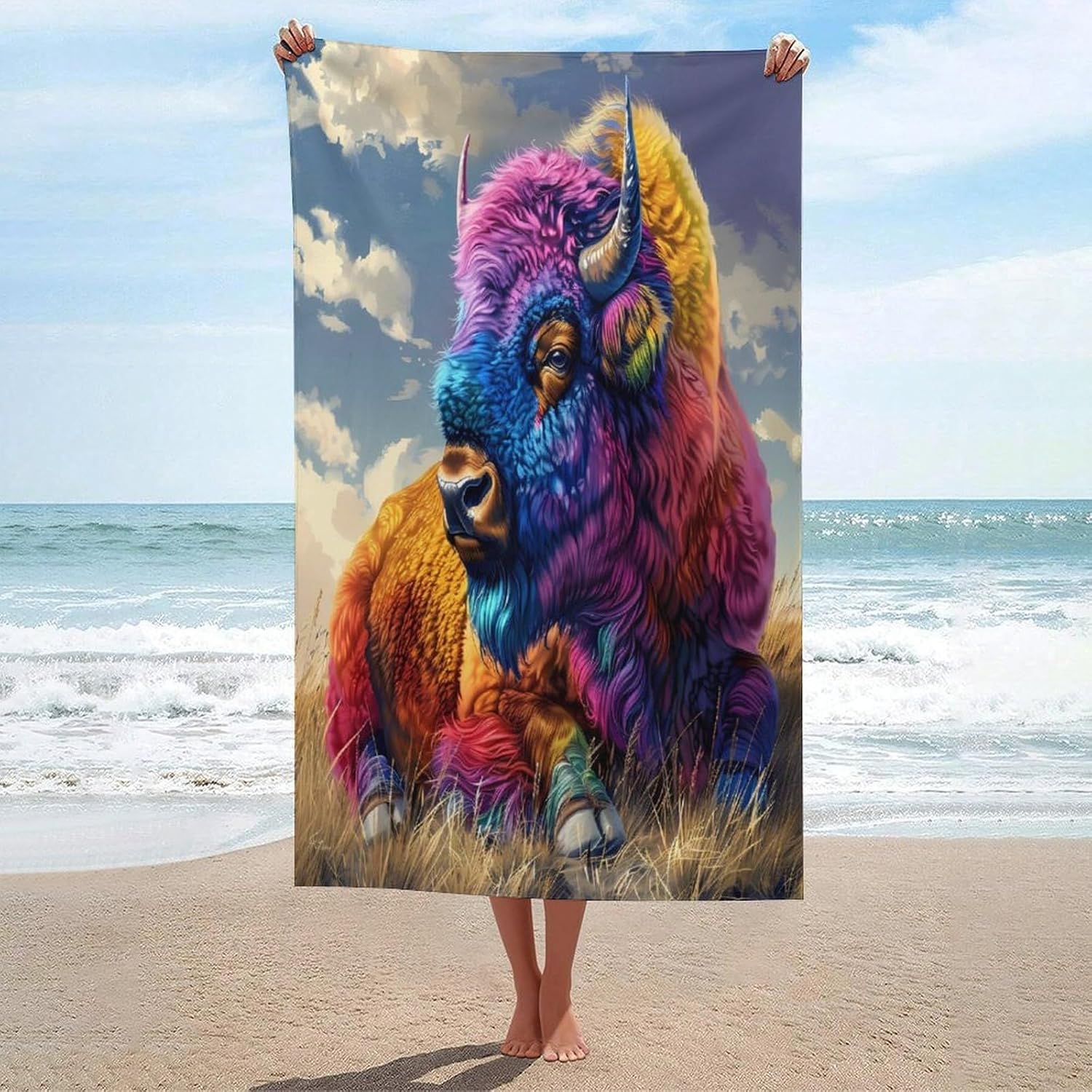 American Buffalo Bath Towel Beach Towels Quick Dry Oversized Bath Blanket Highly Absorbent Towel for Women Men 160x80cm