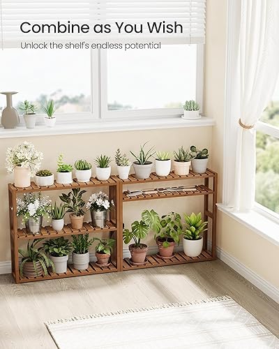 Vista 25 de Songmics, estantería de bambú con 3 estantes, multifuncional, para el baño, la cocina, y la sala Natural