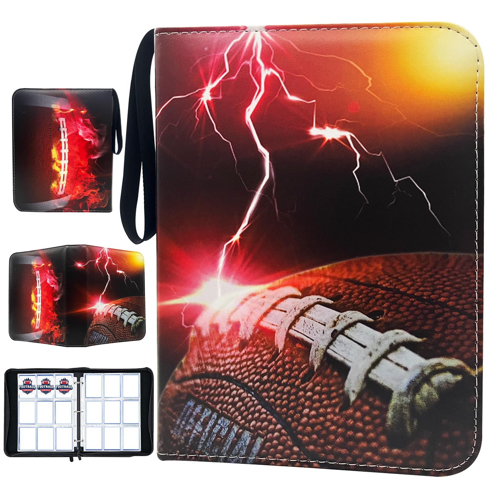Football Card Binder with Sleeves, 900 Pockets Trading Card Holder Protectors Albums, Card Storage Organizer Case Compatible with football Card and