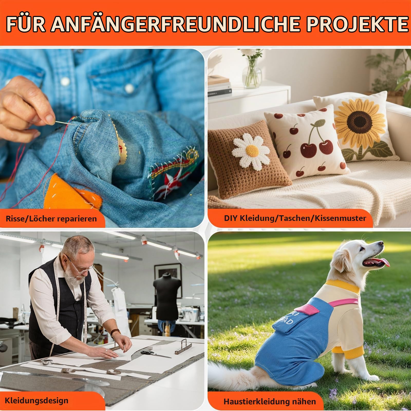 Nähmaschine, 45 Stiche, Hohe/Niedrige Nähgeschwindigkeit, voll Ausgestattete Nähmaschine mit LED-Licht und Fußpedal