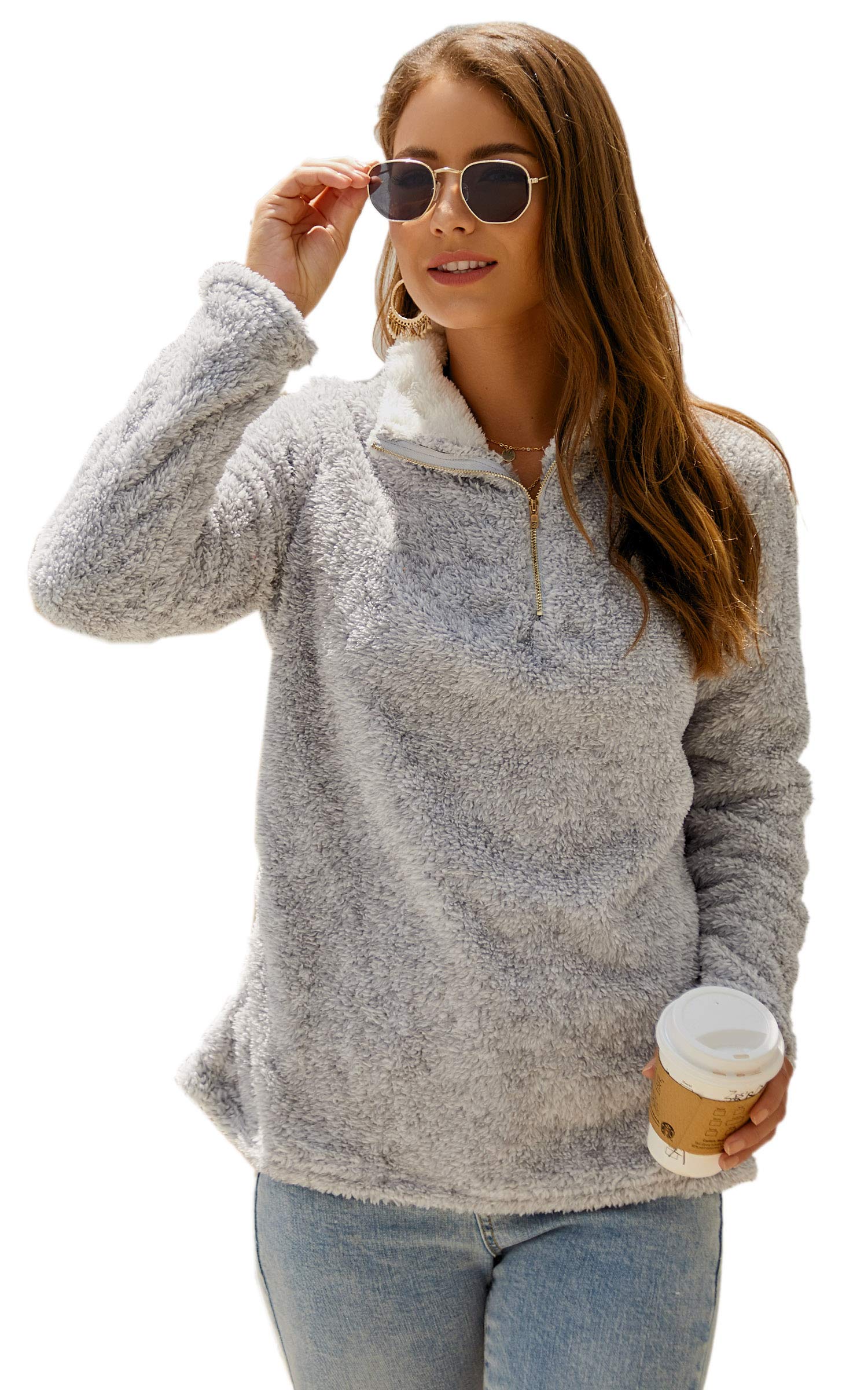 half zip fuzzy jacket