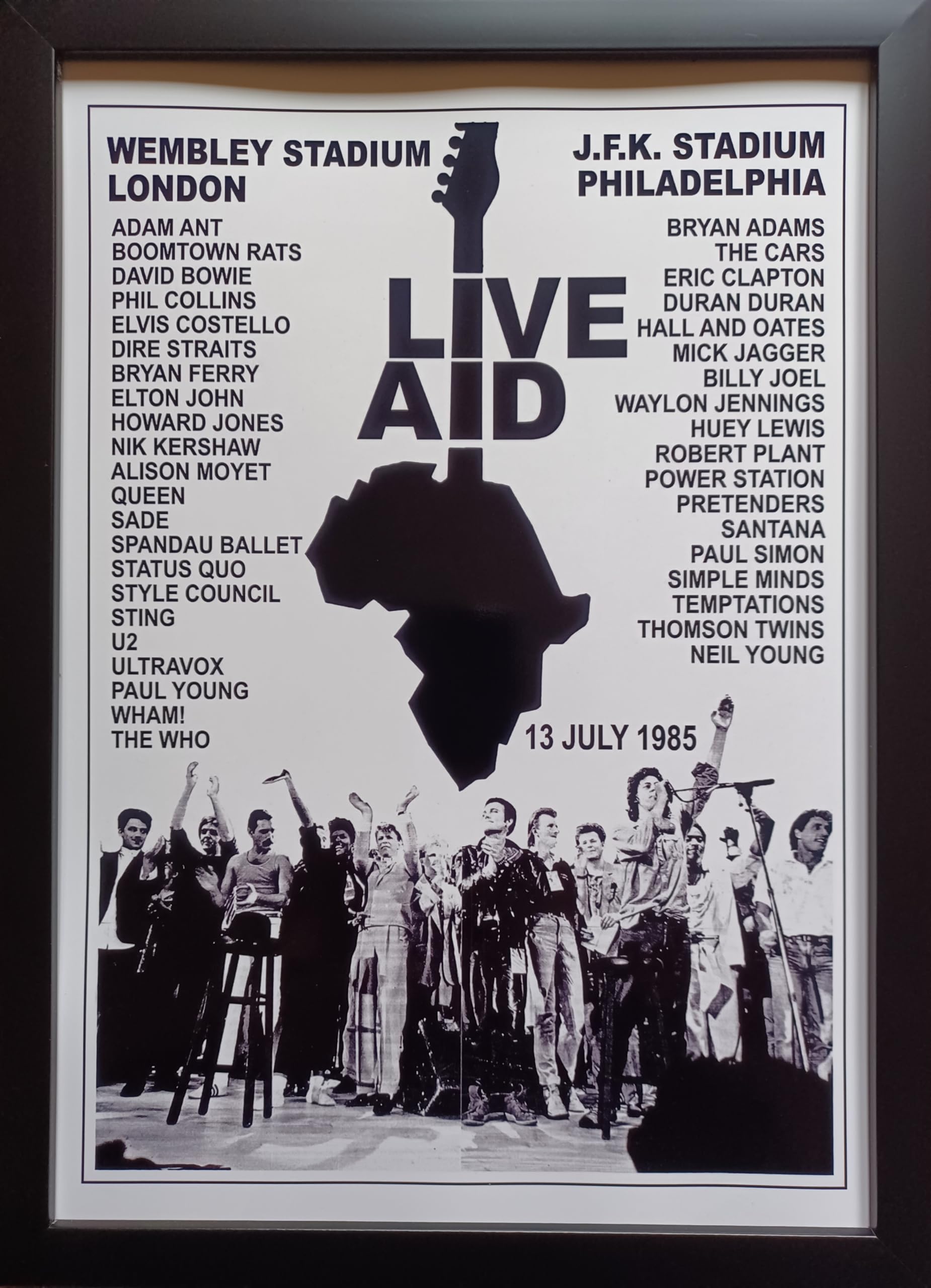Assorted Black Live Aid 1985 Wembley Stadium & Philadelphia - Framed Print
