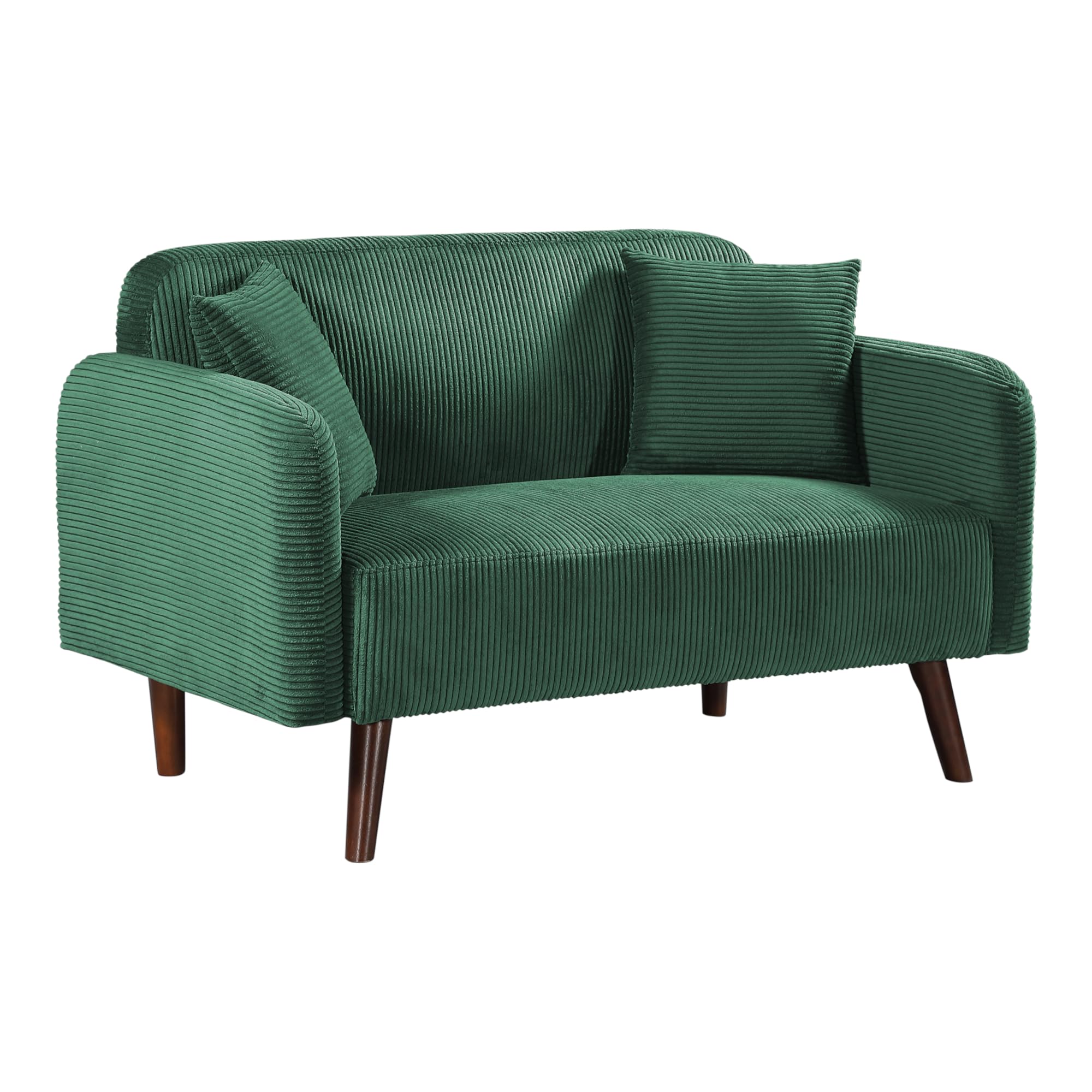 [en.casa] Divano a 2 Posti di Seduta con Rivestimento in Velluto a Corde Telaio in Legno Sofa Relax Imbottito con Braccioli Schienale e 2 Cuscini per Soggiorno Salotto - Verde