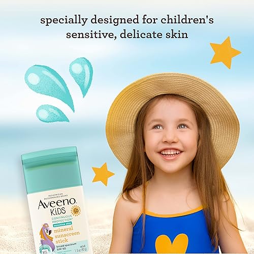 Miniatura 2 de Aveeno Protector solar mineral de óxido de zinc para niños, protección solar en barra para piel sensible, cara y cuerpo, para niños con amplio