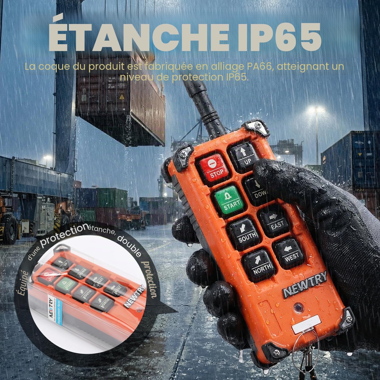 NEWTRY 12V Télécommande pour Grue à Double émetteur Contrôleur Industriel | 6 canaux, portée de 100 m, étanche à IP65, boîtier robuste, signalisation dédiée, pour appareils de levage, grues et camions